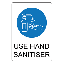 Sign Use Hand Sanitiser A3 Blue On White